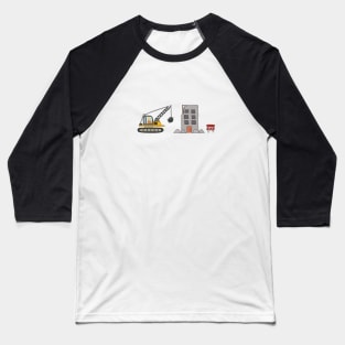 kids drawing construction site with demolition truck and wrecked building Baseball T-Shirt